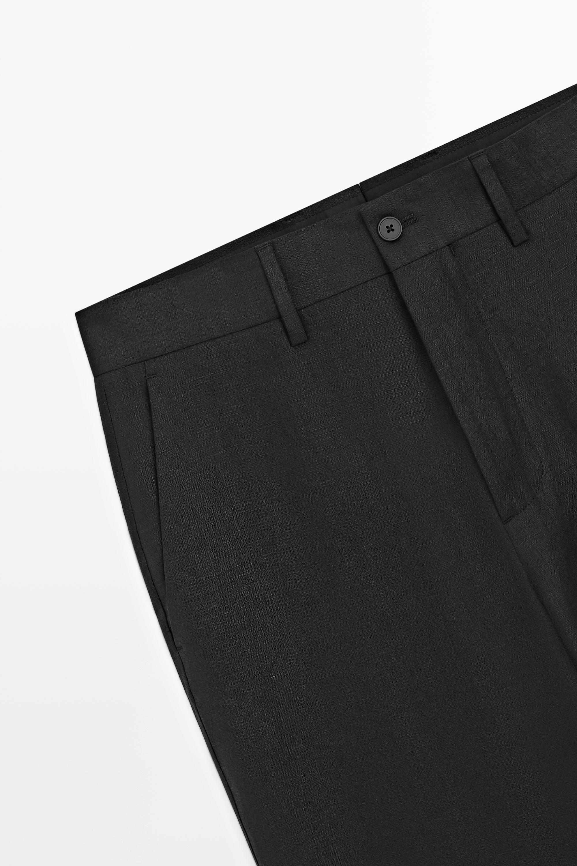 Tailored fit 100% linen suit trousers